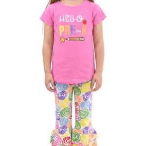 Unique Baby Girls Hello Class Back to School Outfit (5Y, Pink Preschool)