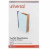 Universal Light Blue Top Tab Classification Fastener Folder, Legal Size, 2/5 Cut, 2 Dividers, 6 Fasteners, Pack of 12