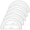 Unomor 5pcs Plastic 180 Degree Half Circle Protractor Set for Geometry Drafting Measurement Tools, Portable Angle Measuring Rulers for Students and Office Use