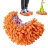 Upgrade 4 Pack Microfiber Mop Slippers Shoe Covers, Reusable Chenille Floor Cleaning Socks, Hands‑Free Dust Mop Covers for Hardwood Tile Floor (Orange)