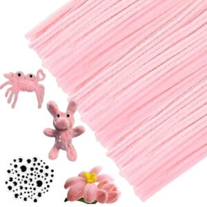 URSDIART Light Pink Pipe Cleaners, 350pcs Chenille Stems & Googly Eyes