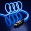 USB C to USB C Cable, 60W LED Light up Type C Fast Charging Cable for iPhone 15/15Pro/ 15Plus/15ProMax MacBook Pro 2020, iPad Pro 2020, iPad Air4, Samsung S23+/S23 Ultra (Blue, 3 FT)