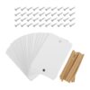 USHOBE Acrylic Basket Labels with Cable Ties and Nails, White Erasable Removable Tags for Storage and Organizer Bins, for Kitchen and Bathroom Storage Areas, Easy Categorization