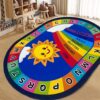 USTIDE Large Oval Kids Rug 6.5X10Ft ABC Alphabet Colors Educational & Fun Non-Slip Classroom Learning Area Rug for Kindergarten Preschool Playroom Decor
