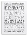 UTZRUATZHG Heres To The Crazy Ones Motivational Canvas Painting Wall-Art Poster for Bedroom Living Room Decor(Unframed,16x24inch(40x60cm))