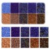 uxcell 12/0 Mixed Glass Seed Beads, 10 Colors 2-2.5mm, Blue/Brown