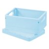 uxcell 2Pcs Small Plastic Storage Baskets, 6.5 x 4.8 x 2.9 Stackable Foldable Storage Bins with Handles Collapsible Crates for Home Office Shelves Closet Books Organizing, Light Blue
