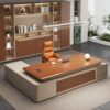 UZZUR L-Shaped Executive Desk with Double Cabinet Drawers (Right, 86.6in)