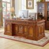 UZZUR Large Solid Wood Executive Desk Hand-Carved Antique Design