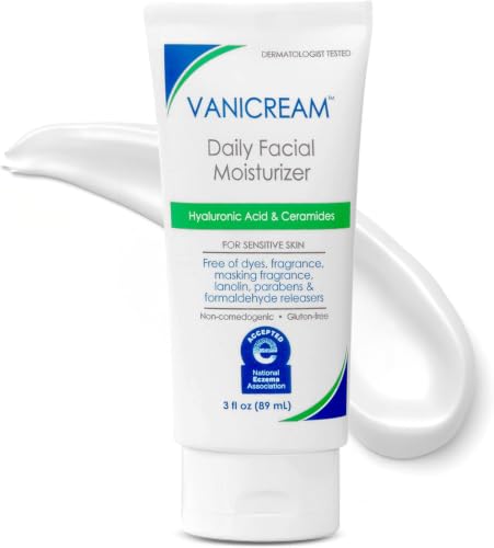 Vanicream Daily Facial Moisturizer With Ceramides and Hyaluronic Acid - Formulated Without Common Irritants for Those with Sensitive Skin, 3 fl oz (Pack of 12)