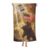 VANZEV Bear Beach Towel 31inx51in, Patriotic Sand-Free Microfiber Bath Towel Ultra Soft Quick Dry Pool Towel Absorbent Towel Lightweight Towel for Swimming Bathroom Decor