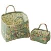 vctops 2 Pack Boho Fabric Quilted Storage Baskets for Organizing (Floral K)