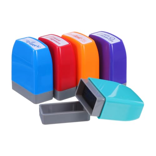 Veemoon Teacher Stamps Plastic with Motivational English Messages 5pcs Self-Inking Rectangular Design Boosting Engagement and Enhancing Teacher-Student Connection for Classroom Grading