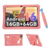 VekfulPC Kids Tablet 10 inch, Android 16 Tablet for Kids Space, Parental Control, 16GB RAM 64GB ROM, 2TB Expand, Includes Case & Stylus Pen, Pre-Installed Educational Apps, Eye Protection, Pink