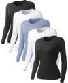 Veldtholos 5 Pack Women's Underscrub Long Sleeve Shirts Stretchy Crew Neck