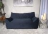 Velveteen 2 Seater Oversized Bean Bag Chair with Armrests, Dark Blue