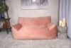 Velveteen 2 Seater Oversized Bean Bag Chair with Armrests, Pink