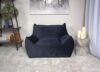 Velveteen Bean Bag Chair with Armrests, Midnight Blue