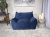 Velveteen Bean Bag Chair with Armrests, Navy Blue