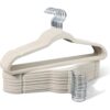 Velvet Hangers 30 Pack Non Slim Felt Clothes Hangers Beige | 360° Swivel; Flocked Space Saving Clothes Hangers; Shirts Dresses Sweaters Coats Suits Pants