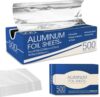 Velzy Aluminum Foil Sheets for Food, Pop Up Sheets, Non Stick Surface Prevents Food From Sticking, Heavy Duty Tin Foil for Baking, Grilling & Catering (9" x 10.75")
