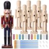 Vercraft 6 Sets Extra Large Christmas Wooden Unfinished Soldier Nutcracker 15 Inch DIY Blank Unpainted Nutcracker Soldier Figures with Fake Beards and Brushes for Xmas Craft Decor