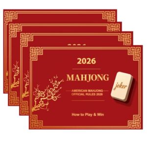 Veroral 4 Pcs 2026 Mahjang Card, MahJangg Cards 2026, Large Print and Easy to Read Cards, Ma Jongg Rule Card Set for Mah Jang Beginners & Christmas Gatherings (Red)