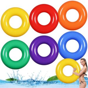 Vertintong 6 Pcs Inflatable Pool Float Bulk 28 Inches Swim Tube for Adult Swimming Ring Pool Floaties for Beach Summer Lake Beach Hawaiian Vacation Party Decoration(35 Inches,Neon Color)