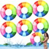 Vertintong 6 Pcs Inflatable Pool Float Bulk Swim Tube for Adult Swimming Ring Pool Floaties for Beach Summer Lake Beach Hawaiian Vacation Party Decoration (28 Inches,Mix Color)