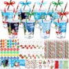 Vesici 198 Pcs Christmas Party Favors Bulk Winter Xmas Exchange Gifts Bulk Including Pencils, Cards, Erasers, Slap Bracelets for Classroom Birthday Reward Prizes