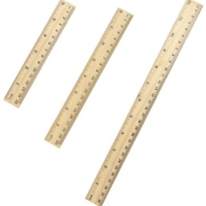 Vesslam 3 Pack Wooden Ruler Set, 6, 8, 12 Inch Rulers, High-Quality Metric Ruler, Easy to Read, mm, Sturdy and Durable Straight Edge for Drawing, Home, Office, Engineering