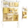 Vestamore 2 Pcs Over Door Organizer, Hanging Wall Organizers with Tissue Pocket, Cartoon Pattern Checkered Closet Storage Organizers, for Dorm Bunk Bed Bedroom Essentials Storage Organizer