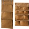 Vestamore 2 Pcs Wall Hanging Storage Caddy Bag, Washable Kraft Paper Hanging Organizer with Multiple Pockets, Over the Door Storage for Bedroom, Kitchen, Office