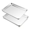Vesteel 9x7 Inch Stainless Steel Baking Pan Set of 2 - Mirror Finish Cookie Sheet, Oven Tray, Rust Resistant, Heavy Duty