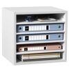 VEVOR Literature Organizers, 5 Compartments Office Mailbox with Adjustable Shelves, Wood Literature Sorter 13.9x12x13 inches for Office, Home, Classroom, Mailrooms Organization, EPA Certified, White