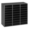 VEVOR Wood Literature Organizer 27 Compartments Office Mailboxes Black