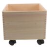 VICASKY Wood Magazine Storage Box with Wheels Square Rustic Beige