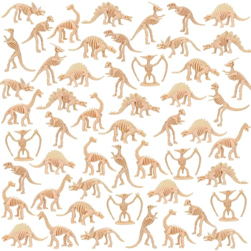 VICROIC 60 PCS Dinosaur Fossil Skeletons, Assorted Dinosaur Skeleton Toys Figures for Science Play Dino Sand Dig Party Favor Decorations