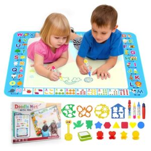 victob Water Doodle Mat, 40 x 30 Inch Mess Free Magic Water Drawing Mat, Kids Learning Toys for Toddlers Age 3 4 5 6 7 8, Christmas Birthday Gifts for Girls Boys