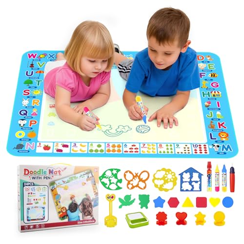 victob Water Doodle Mat, 40 x 30 Inch Mess Free Magic Water Drawing Mat, Kids Learning Toys for Toddlers Age 3 4 5 6 7 8, Christmas Birthday Gifts for Girls Boys