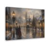 Victorian Christmas City Canvas Wall Art, Snowy Street Inner Frame Scene