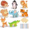 Vileafy 8 Pack Animal Craft Kits, DIY Paint & Build Wooden Toys for Kids
