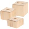 VILLCASE 3pcs Wooden Ring Display Stand Square Set for Retail Shops