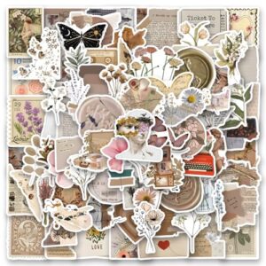 Vintage Aesthetic Stickers, 120Pcs Cute Retro Journaling Scrapbooking Stickers Pack for Adult Women Teen Grils, Waterproof Vinyl Decals for Water Bottle Laptop Computer Phone Case