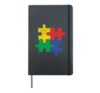 Vintage Autism Colorful Puzzle, Kids Autism Awareness Gift Hardcover Journal, Black