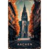 Vintage Autumn Street Germany Aachen Metal Sign 8x12 Inch Aachen