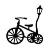 Vintage Bicycle with Street Lamp Silhouette Metal Wall Art WallArt Decor Metal Outdoor Decor Metal Signs Quirky Wall Sculpture Whimsical Exquisite Wall Decoration for Bedroom Office Black 12in