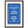 Vintage Blue Raffle Ticket Funny Shower Karaoke Art Print Canvas Print Art Funky Trendy Wall Decor Home Decoration For Bar Apartment Living Room (12X18inch,Framed)