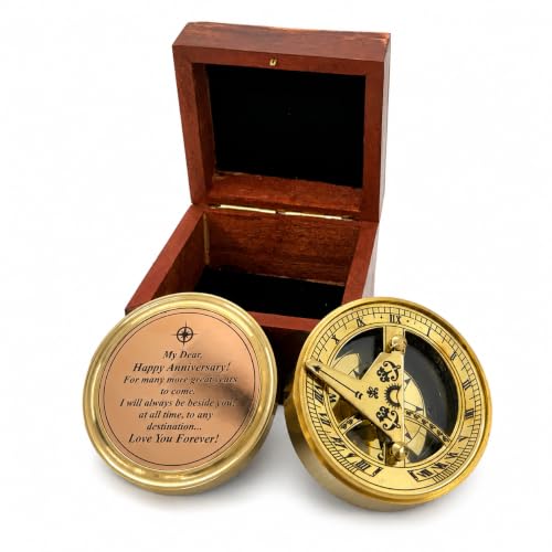 Vintage Brass Compass God's Path Compass Gift for Teenage Boys Baptism Religious Christian Catholic Graduation Sentimental & Inspirational for Men & Women (5 Happy Anniversary Compass)