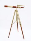 Vintage Brass Floor Leather Telescope with Brass Tripod – Adjustable Nautical Maritime Decor, Antique Style Collectible, Marine Royal Spyglass, Educational Use, Home & Office Decor